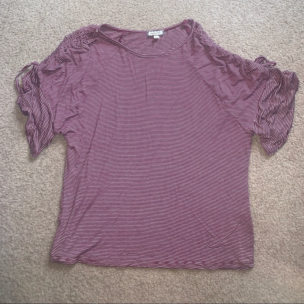 Burgundy & White Striped Shirt